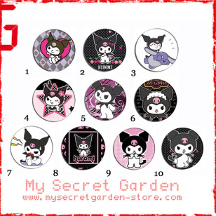 Kuromi / My Melody Pinback Button Badge Set 1a or 1b ( or Hair Ties / 4.4 cm Badge / Magnet / Keychain Set )